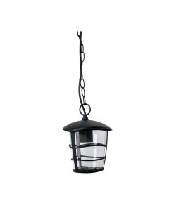 Arbotante tipo farol moderno colgante para exteriores, negro